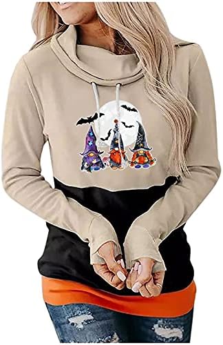 Блузи за жени, дамски hoody с качулка и дълъг ръкав с принтом на Хелоуин, ежедневни блузи-пуловер с качулка
