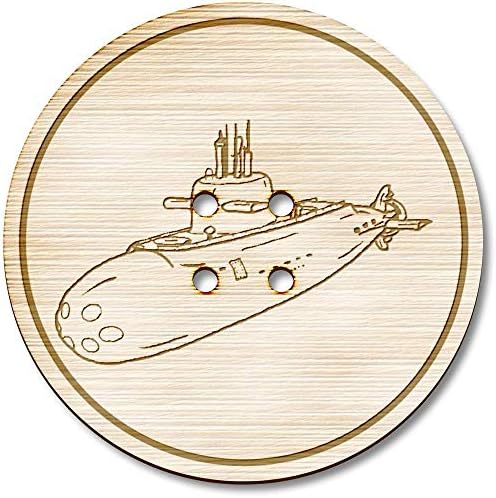 Големи Кръгли Дървени копчета Azeeda 3 x 38 мм Военна подводница (BT00101150)