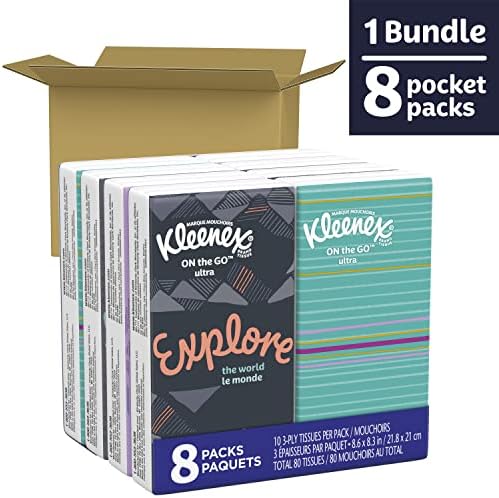 Кърпички за лице хартиени кърпички Trusted Care, 8 опаковки за пътуване, 10 броя (опаковка от 8 броя)