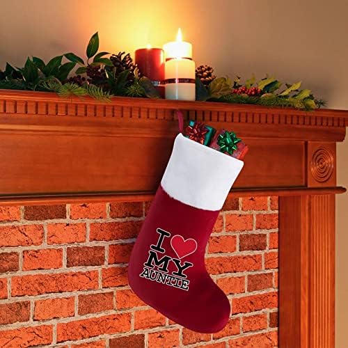 I Love My Auntie Коледен Отглеждане на Коледна Елха, Висящи Чорапи за Камината, с Къси Плюшени Белезници, Украса за Дома