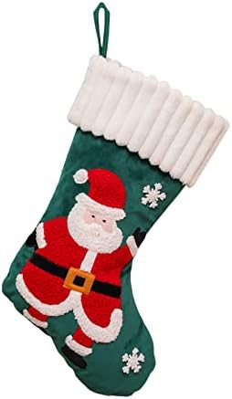 Коледни Чорапи на Тъканта Коледна Чанта за Чорапи и Коледни Окачени Чорапи за Украса на парти и Коледен Cartoony Червен Набор от коледно
