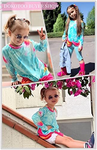 Dokotoo/ Блузи с кръгло деколте в цвят блок за Момичета, Пуловер с дълъг ръкав, Hoody, Ежедневни Свободни Ризи, Блузи