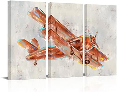 FuShvre 3 Панела Цветни Самолет Стенен Декор на Оранжеви Самолет Картина на Изкуството върху Платно Големи мастилено-Струйни Щампи