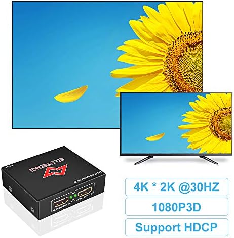 HDMI Сплитер 1 в 2 изхода, ELUTENG 4 КЪМ HDMI Switch 1x2 Поддържа 3D Full HD 1080 P HDCP1.4 HDMI Превключвател Усилвател Адаптер