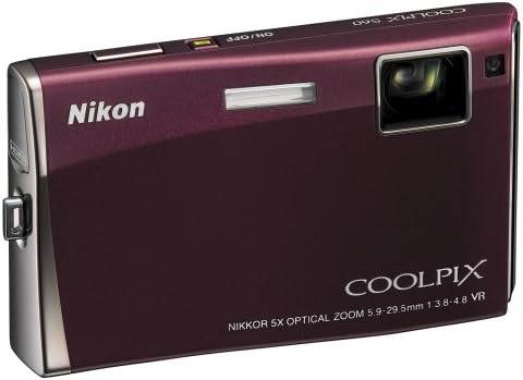 10-Мегапикселов дигитален фотоапарат Nikon Coolpix S60 с 5-кратно оптично намаляване на вибрациите (VR) увеличение (Бордо)