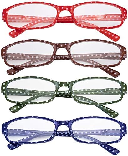 CessBlu Стилни Дамски слънчеви Очила за Четене в 4 опаковки с Шарките на Точки за Жени