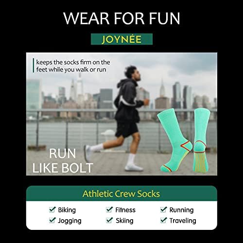JOYNÉE Мъжки 6 Опаковки Чорапи Атлетик Performance Cushion Crew за тренировки