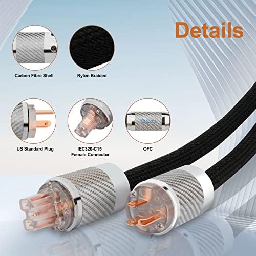 Аудиофильский захранващ кабел Hi-Fi, основният захранващ кабел ac САЩ 10AWG, щепсел NEMA 5-15 P IEC320-C15, 125, В / 15 А за говорител,
