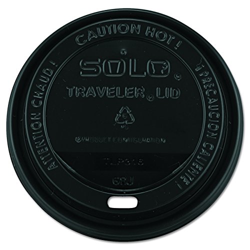 Solo TLB316-0004 Черна Пластмасова капачка Traveler - За Хартиени чаши Solo за горещо (в опаковка от 1000 броя)