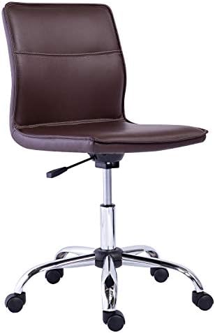Модерен офис стол Basics Без подлакътници - Регулируема По височина, завъртане на 360 градуса, с капацитет за 275 паунда - Кафяв / Хром