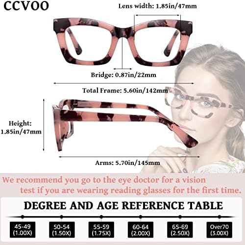 CCVOO 6 опаковки Очила за четене в стила на Опра за жени, Блокер Синя Светлина Компютърни Квадратни Ридеры с пружинным тръба на шарнирна