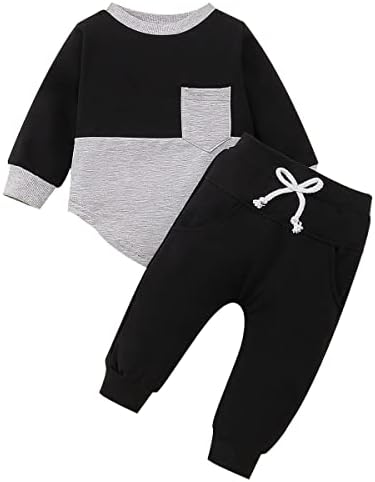 Комплект есенно-зимни дрехи за по-малките момчета, Риза райе с дълъг ръкав, Отгоре и спортни Панталони, Комплект от 2 теми, от