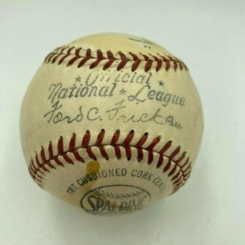 Еди Док Фарел Подписа Сингъл на Националната лига бейзбол Форд Фрика JSA COA - Бейзболни топки с автографи