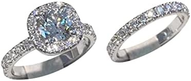 2023 Ново Годежен Пръстен за Жени, Пръстен с Кръгла диамантен пръстен, Годежен Пръстен с Диамант, Двойка Цветни пръстени (A, D)