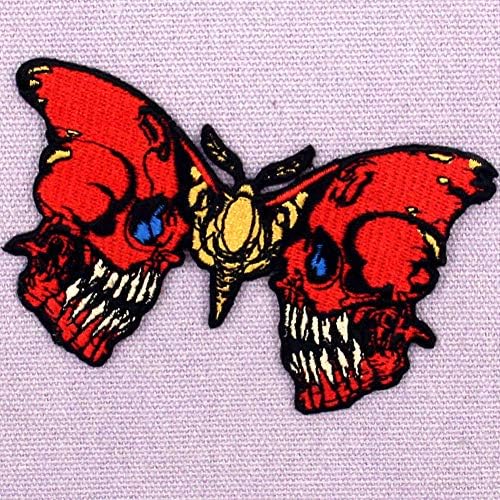 Нашивка-Пеперуда с Кровоточащим Черепа ZEGINs, Бродирана Апликация, Емблема, Пришитая Желязо