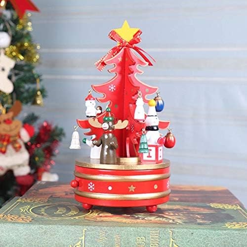 Lrre95 Коледни Украси Коледна Висококачествена Дървена Въртяща Се Музикална Ковчег Music Box