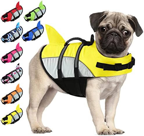 Спасителна жилетка за малки кучета ALAGIRLS със Светлоотразителни ивици, регулируеми спасителни жилетки за кучета Ripstop,