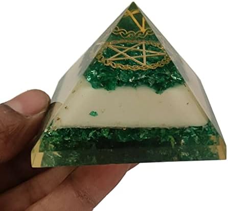 Шарвгун Пирамида от оргонита, Зелен Нефрит и Ахат, Бижу Цвете на Живота, Пирамида от Оргона, Защита от Негативна Енергия 65-70