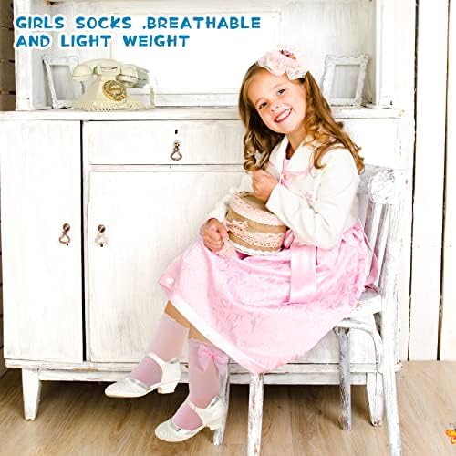 9 Чифта Детски Гольфов до Коляното с лък, терлици-рокли за Малки Момичета, Дълги Чорапи Памучни-тръбички за Новородено, 9 Цвята
