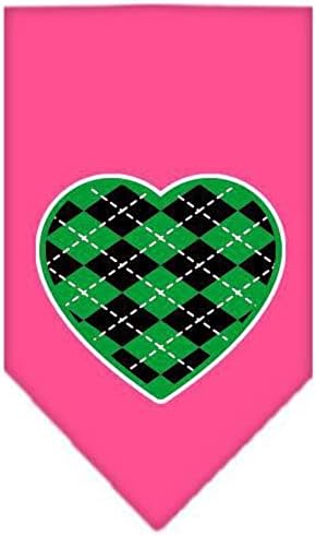 Mirage Pet Products Кърпа с Трафаретным принтом Argyle Green Heart за домашни любимци, Голяма, Бяла