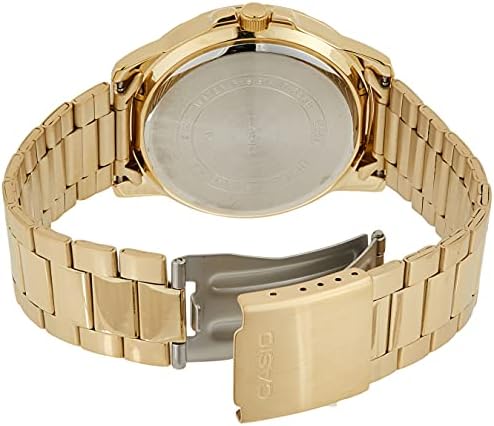 Casio MTP-VD01G-1BV Мъжки Убеждава Златен Часовник с Черен циферблат от Неръждаема Стомана, Ежедневни Спортни часовници Аналогов