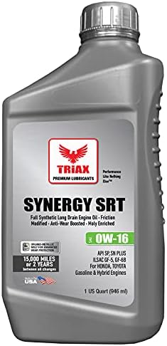 TRIAX Synergy SRT 0W-16 Напълно Синтетично моторно масло на основата на РП и естери за хибридни автомобили - Повишен разход