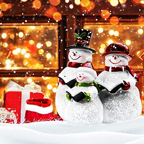 Коледен Снежен човек Семейна Статуетка, Красиви Коледни Фигурки на Снежен човек От Смола, Снежен човек за Помещения, Коледни