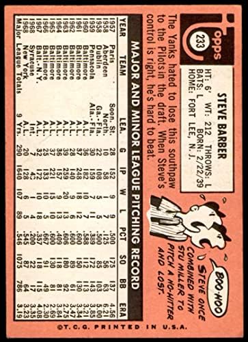 1969 Topps 233 xMUD Стив Барбър Пилоти Сиатъл (Бейзболна картичка) (Без кал по лицето) GD+ Пилоти