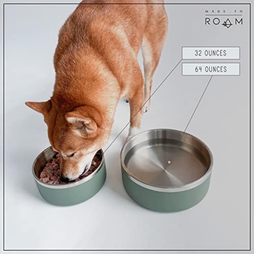 MADE TO ROAM Premium Everest Bowl - Купа за кучета с двойни стени от неръждаема стомана с вакуумна изолация и противоплъзгаща се дръжка