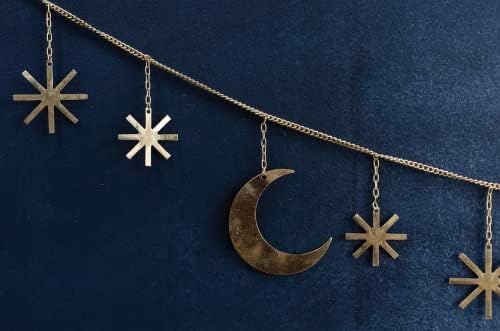 Златна Луна и Звезди Венец Полумесец Небесни Висящи Орнаменти Модерен Декор Аксесоар е 6 ФУТА