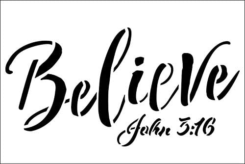 Шаблони Believe John 3: 16 от StudioR12 | Християнско и Вдъхновяващи Стенно изкуство | Интериор в стил Вяра в селска къща | Дървени знаци за