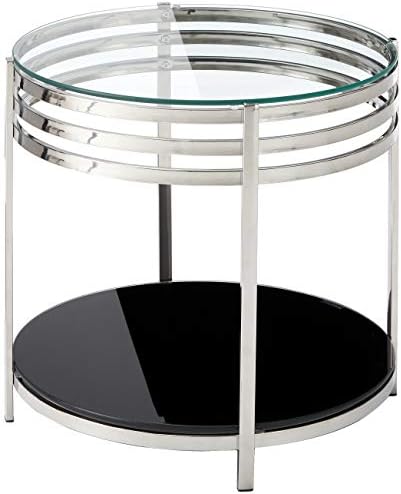 Модерна двустепенна кръгла стъклена маса Cortesi Home Lavia, черен