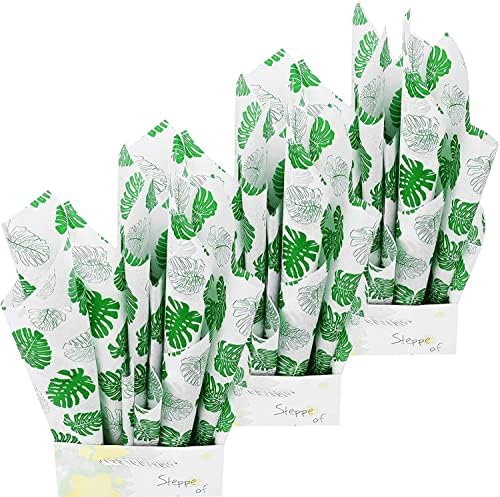 50 Листа 28 *20 Инча Цигарена хартия от палмови листа за опаковане на подаръци, подарък Тропическа Цигарена хартия, Зелена цигарена