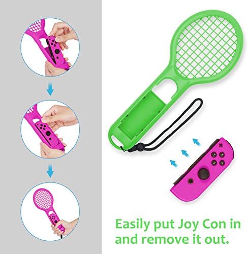 Дръжка игрален контролер за тенис, плътно Събрана от ABS-пластмаса Тенис ракета, за да превключите на възраст над 3 години (Зелен прах)