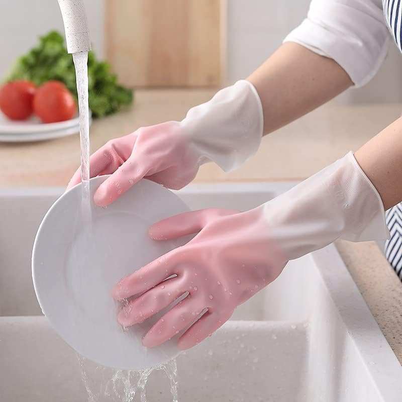 Домакински ръкавици два цвята за почистване на кухня, миене на съдове, водоустойчив мини домакински гумени ръкавици