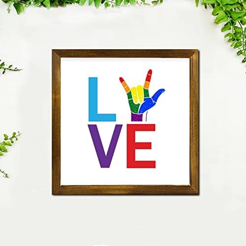 ЛГБТ Pride Знаци в Дървена Рамка Любов Дъга Сливи Декор на Стената Знак Класически Лесби и Гей Стенно Изкуство Виси Украса на Фермерска