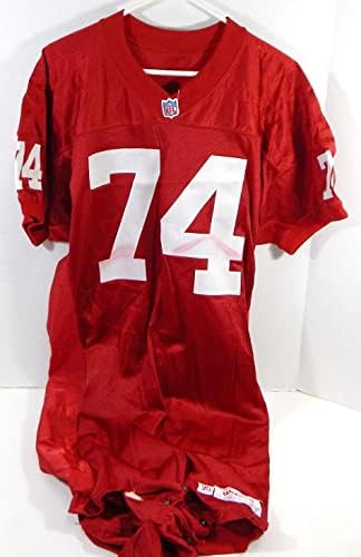 1995 San Francisco 49ers Стив Уолъс 74, Издаден в Червената фланелка 52 DP26909 - Използваните тениски за игри NFL Без подпис