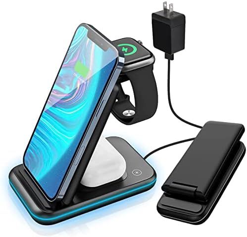 Складное Безжично зарядно устройство CHKDSK, Безжична зарядно устройство 3 в 1 за iPhone13 12 11/Pro/mini/SE/11 /X/XS/XR/Samsung