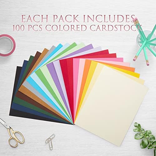 100 Листа Цветен картон 20 Супер Ярки цветове 220 гориво, за да работи, на Детската Книга Scrapbooking, Производство на Diy (100)