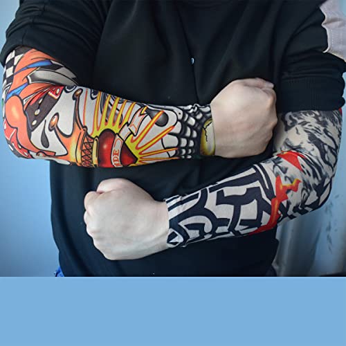Временни Татуировки Ръкав за Мъже, 8шт Фалшива Татуировка Изкуство Временно Фалшиви Слипоны Татуировки Слънцезащитен Крем Ръкави за Ръце