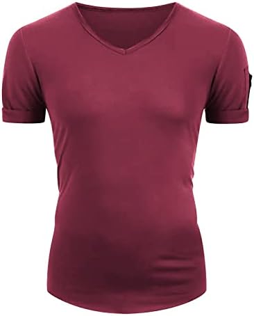 Мъжки Памук Участък-отгоре с V-образно деколте, Класически, Намаляване, Однотонная Долна Риза, Лятна Спортна Ежедневни Риза С Къс