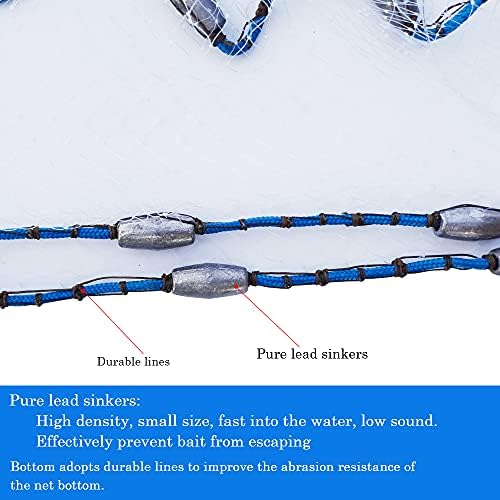 Здрава Забросная мрежа за морски риболов за риболов на стръв с тежки грузилами Fish Хвърли Net. Размер 3 метра/4 метра/5