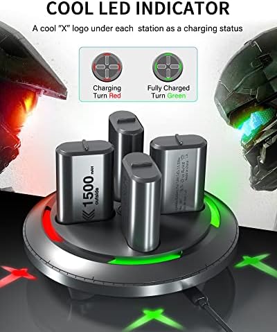 Зарядно устройство Noiposi с акумулаторна батерия за Xbox Xbox One и контролера на Xbox Series X|S, 4 Батарейных блок контролер