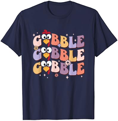 Страхотна тениска в ретро стил Gobble Gobble Честит пуйка за Деня на благодарността