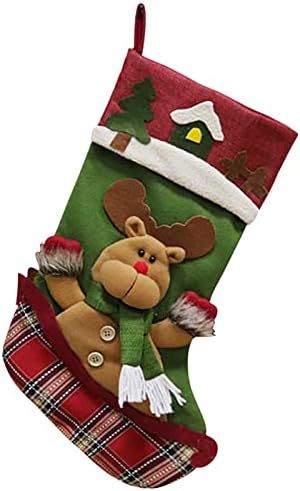Коледни Чорапи, Големи Коледни Чорапи, Украса, Дядо коледа, Снежен човек, Отглеждане с Елени, Коледни Украси и Аксесоари за Партита,