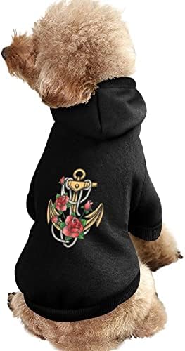 Котва с Розови цветя, Облекла за Кучета, Зимни Блузи за домашни Любимци, Меки и Топли Блузи за Малки до Средни Кучета