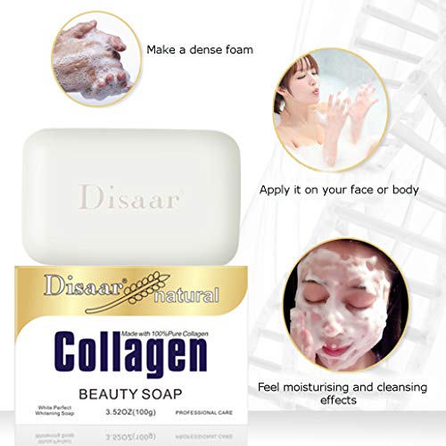 DISAAR Beauty Естествена Коллагеновое Козметично Сапун За Почистване на Лицето Гладка Кожа Намалява Отворени Пори Хранене 100 г