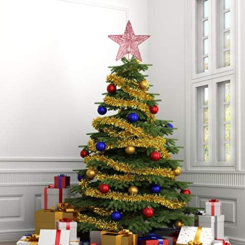 BESTOYARD Офис Декор Коледна Звезда Topper Блясък 5 Точков Звезда Върхът на Дървото Коледно Дърво Topper Украшение Украса