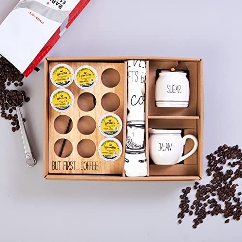 Подаръчен комплект за кафе от Кал пай | Включва K-Образна поставка за Чаши, Комплект за сметана и захар, и една Лъжица