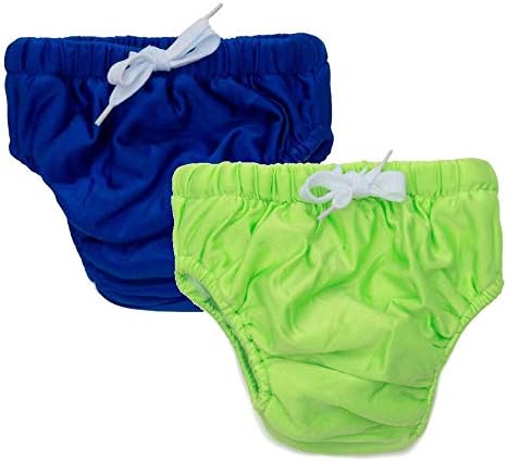 2 Опаковки Многократно Филтър Памперси за плуване KaWaii Бебе за бебета, малки Деца, деца (Зелено и синьо), със Средно тегло 24-35